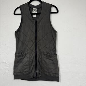 Prairie Underground Grey Quilted Full Zip Vest Womens S Lagenlook Jacket Casual